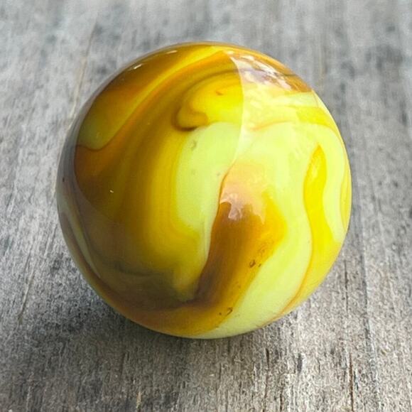 M.F. Christensen? Slag Amber brown/yellow Vintage Glass Marble Very Nice - Picture 5 of 7